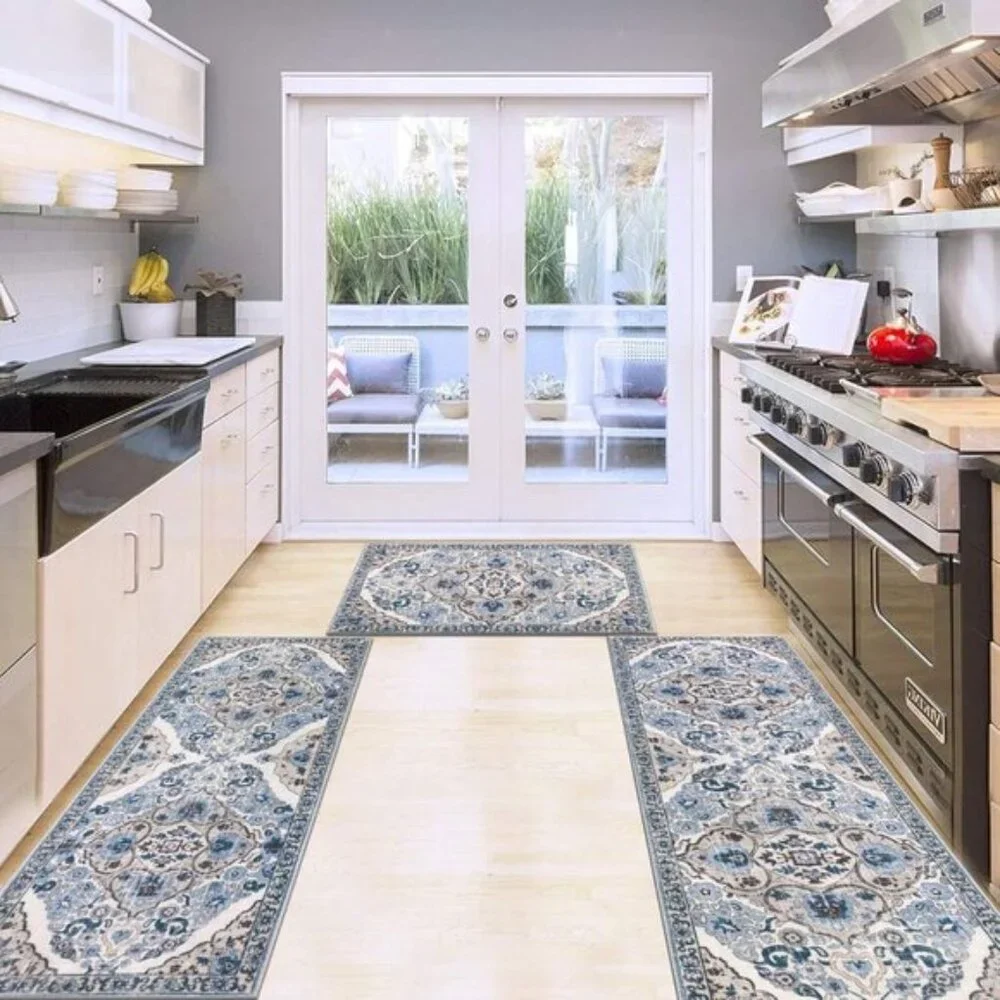 New 3-Piece Farmhouse Kitchen Rug Set, Non-Slip, Washable Boho Floor Mats
